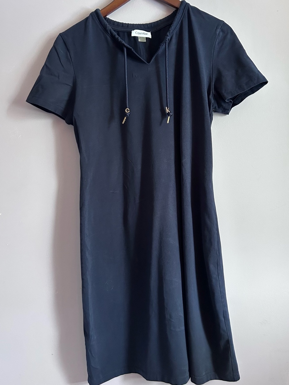 Calvin Klein Navy Blue Short Sleeve Drawstring T-Shirt Dress Size Medium